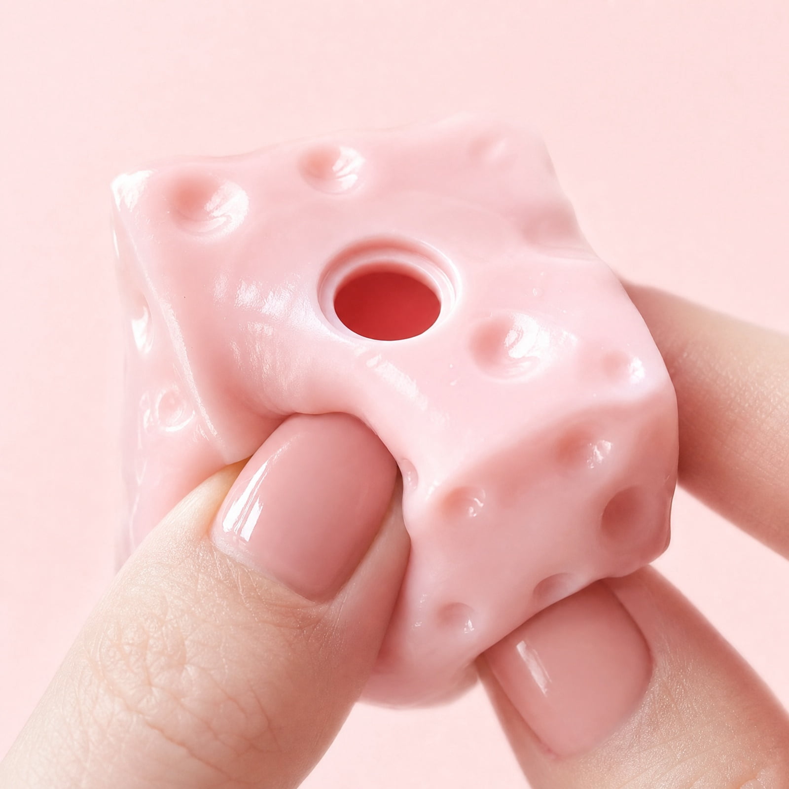 Cheese Squishy Fidget Toy, Empty Cheese Block Squeeze Toy for DIY Vaswline Fill, Soft TPR Stress Relief Squish Ball Making Shell, Cute Food Shaped Anxiety Relief Sensory Toy for Kids & Adults