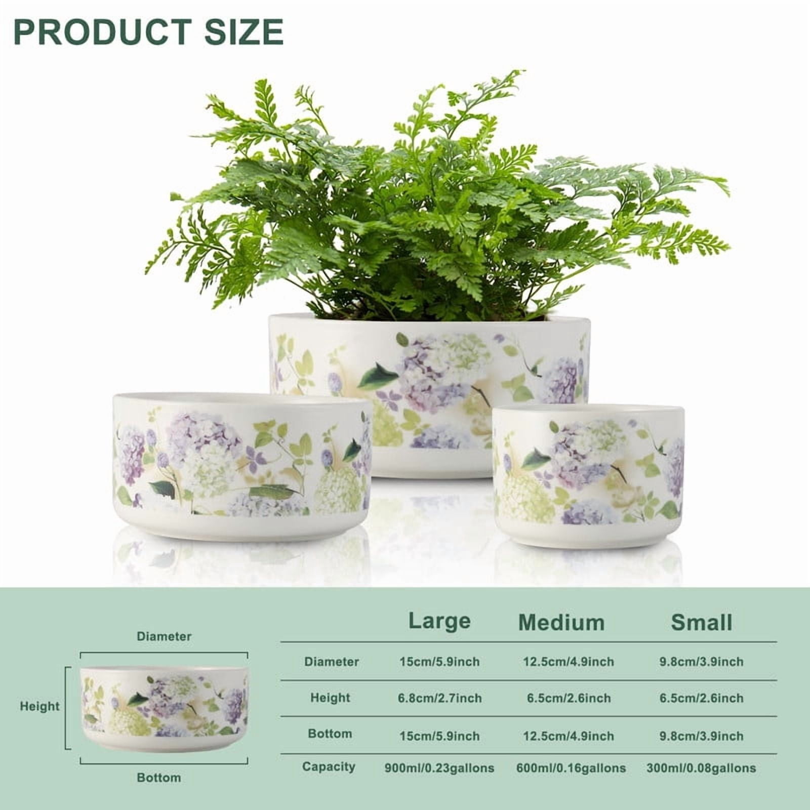 ShangDemonMaster White Ceramic Planter Set of 3 Indoor Plant Pots Matte Glazed Stoneware 5.9, 4.9 & 3.9 Inch
