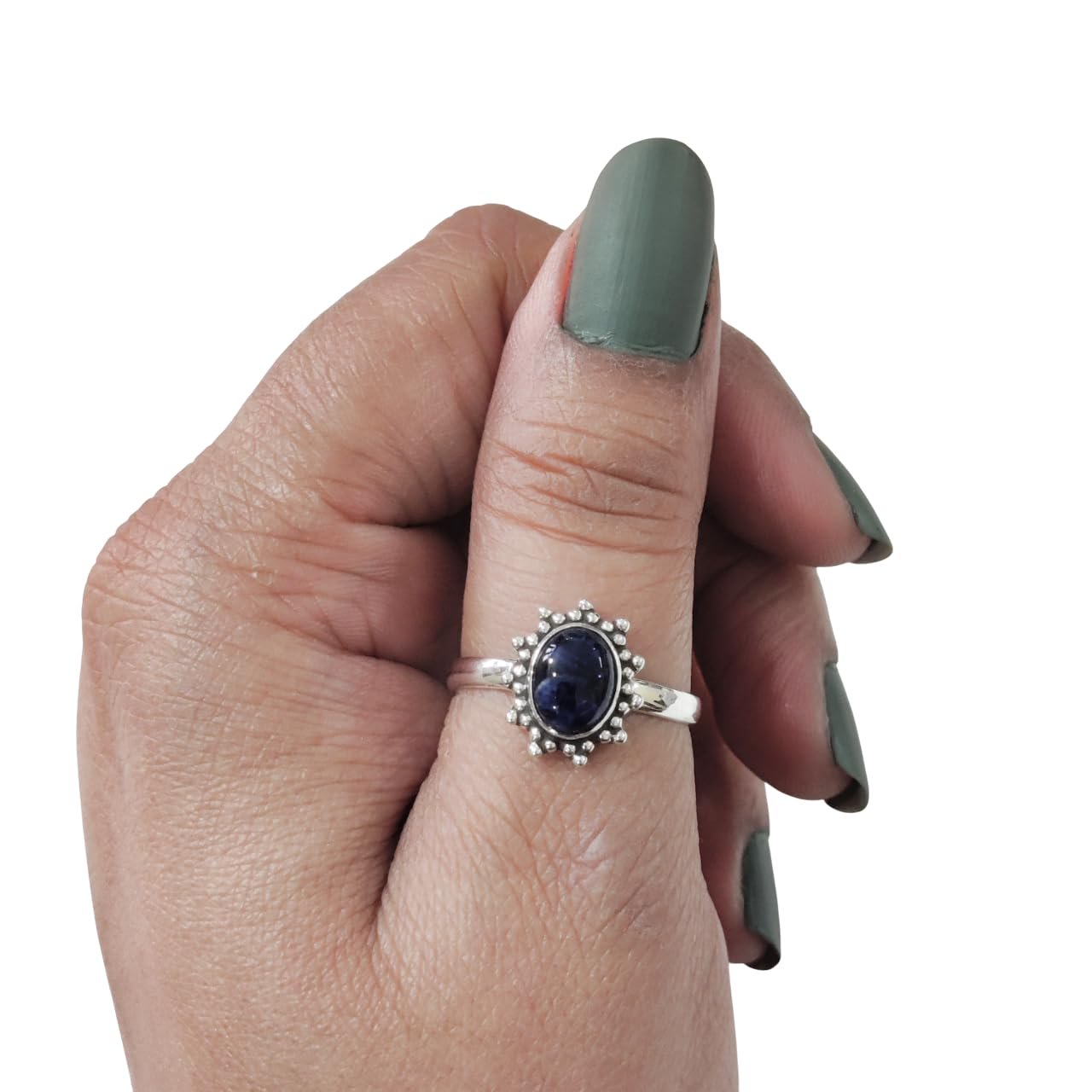 Natural Sodalite Jasper Ring, Sodalite Gemstone Ring, Jasper Birthstone, Adjustable Tiny Ring, Toe Ring, 925 Sterling Silver, Womens Bohemian Ring, Christmas, Thanksgiving, Handmade Statement Jewelry