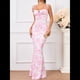 thumbnail image 5 of Vestido Maxi Bohemio de Verano para Mujer, con Estampado Floral, Tirantes Finos, Sin Mangas y Ajustado Rosa L, 5 of 8