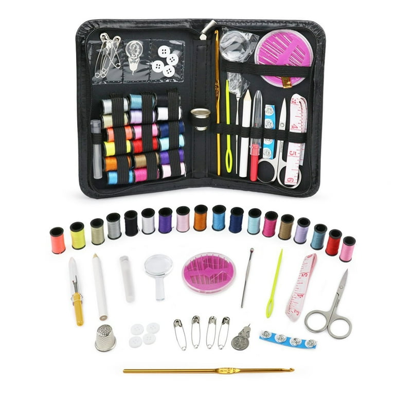 Mini Sewing Kit With 52 Sewing Supplies, 18 Spools Of Thread With Black  Sewing Box For Beginners Kids Travelers Sewing Machine Adults Girls (small)