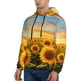 thumbnail image 3 of Pofeuu Beautiful Golden Sunflower Field Print Mens Casual Hooded Collar Drawstring Hoodies Pullover Sweatshirts Casual Long Sleeve Shirts-4X-Large, 3 of 7
