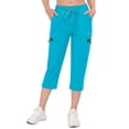 thumbnail image 4 of Little Donkey Andy Women's Ultra-Stretch Quick-Dry Capri Pants - Lightweight, Drawstring Waist, Cooling Comfort for Hiking, Travel, and Casual Wear Blue Atoll L, 4 of 5