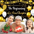 thumbnail image 7 of Retirement Farewell Party Decorations Beginning of a New Chapter Decor Retirement Banner for Party Sign Extra Large Black Gold Backdrop for Miss You Going Away, 71 x 43 Inch, 7 of 7