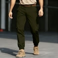 thumbnail image 2 of Men's Cargo Jogger Pants - Belted Waist for Outdoor Activities & Daily Wear Army Green M, 2 of 5