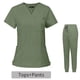 thumbnail image 1 of Ropa quirúrgica elástica con cuello en V y manga corta, traje de enfermera de hospital, ropa de lavado para sala de operaciones para mujer, 1 of 5