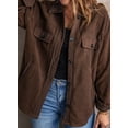 thumbnail image 5 of Asyoly Women Casual Button Down Shacket Jacket Long Sleeve Solid Color Oversized Trench Pea Coat Coat with Pockets, 5 of 6