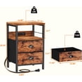 thumbnail image 3 of End Table with Charging Station, Nightstand with Fabric Drawers, Side Table with USB Ports & Outlets, Night Stand with Storage Shelf & Hooks, for Living Room/Bedroom, Rustic Brown, 3 of 6