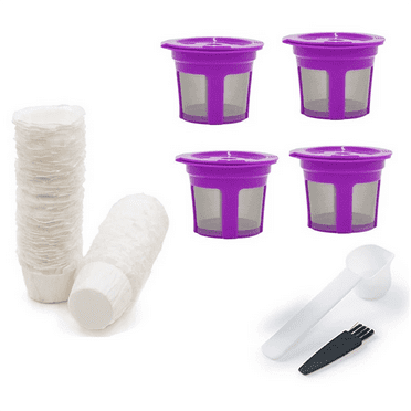 Reusable K-Cup Coffee Filters for Keurig,Purple with 100 Paper Cups,Spoon and Brush 4-Pack