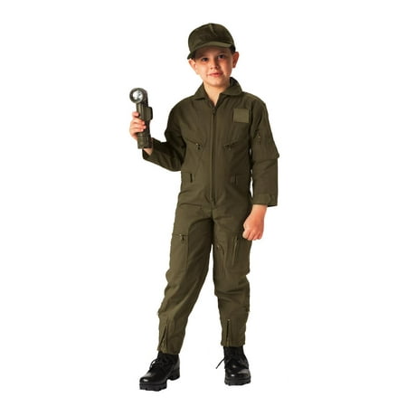 Junior G.I. Air Force Type Flightsuit, Pilot Costume, Olive Drab
