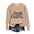 thumbnail image 3 of Craaazy Christmas Women's Fashion Long Sleeve Round Neck T-Shirt Christmas Printing Loose Blouse Hoodless Sweatshirts Top Gifts, 3 of 4