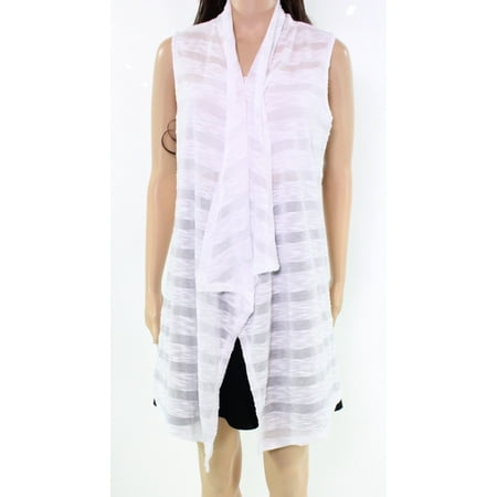 Sweater Vest Top - INC NEW White Burnout Stripe Women's Size Medium M Vest Sweater