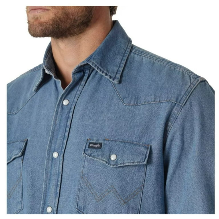 Wrangler MS7127D Cowboy Cut Western Denim Work Shirt Large