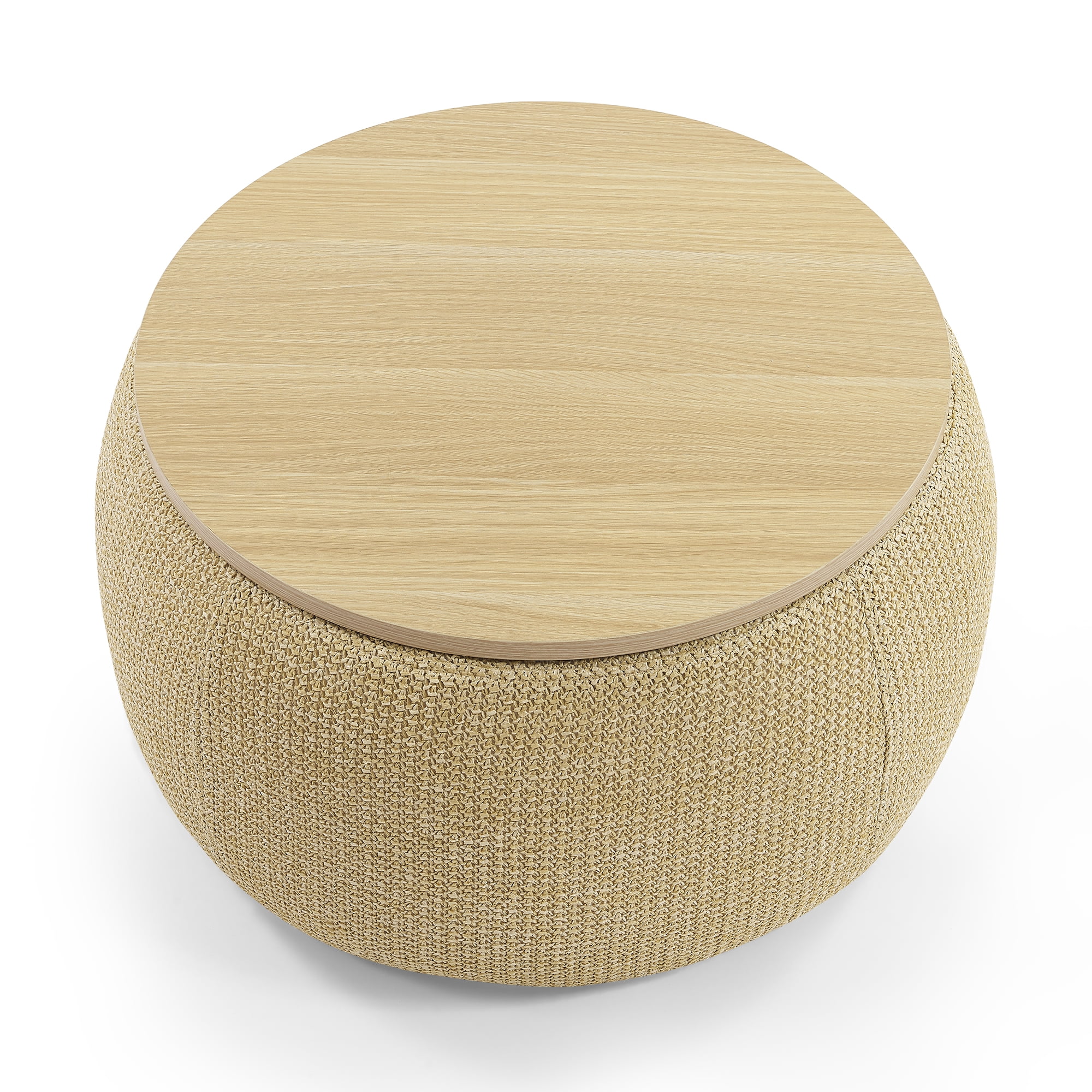 MOONMISS Round Storage Ottoman,25.5'' Foot Rest with Storage,Work as Side Table & Ottoman & Seat,Natural