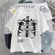 thumbnail image 3 of Camiseta divertida para mujer, ropa de calle de manga corta, Tops de gran tamaño con estampado de calavera oscura, huesos, corazón y pulmón, Harajuku, 3 of 4