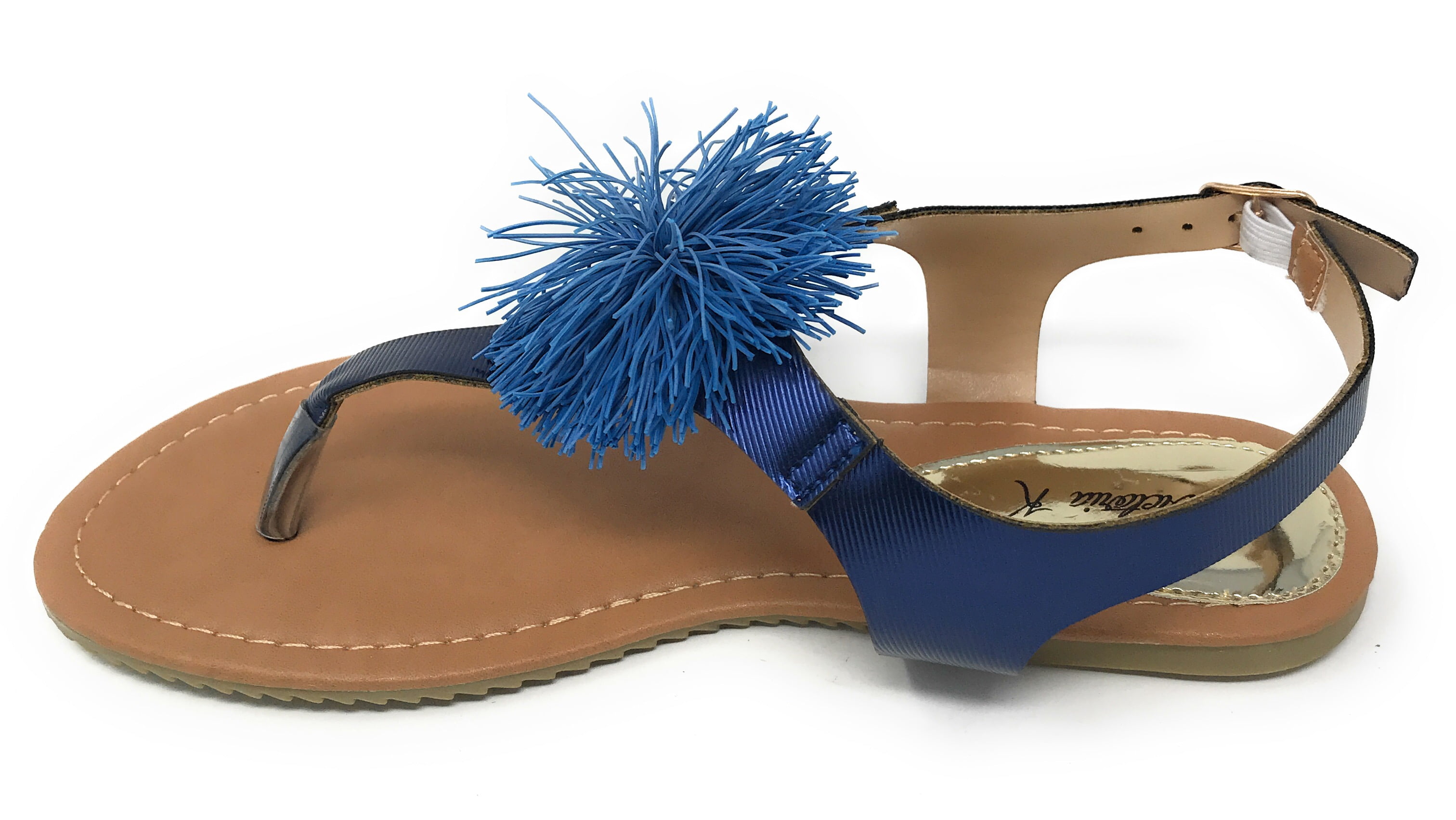 Victoria K Women's PomPom With Side Buckle Sandals