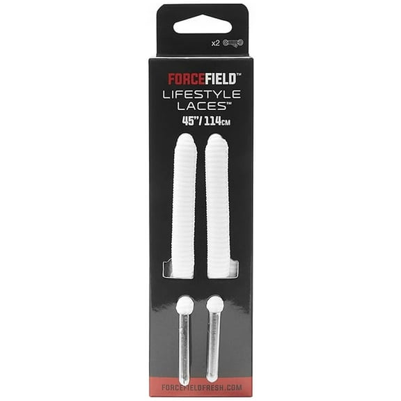 ForceField Lifestyle Thick Oval Shoe Lace, White with Silver Aglet, 45"