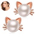 thumbnail image 3 of Pendientes de gato Pendientes de perlas de agua dulce Pendientes de tuerca de plata esterlina para regalo de mujer Ormromra 221862-2, 3 of 9