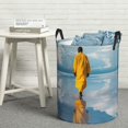 thumbnail image 6 of Sikiie Monk Walking On Water Print Round Dirty Clothes Basket, Waterproof Standing Foldable Storage Basket, for Laundry Room, Bedroom, Bathroom Storage-Small, 6 of 6