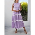 thumbnail image 4 of Women'S Summer Long Dress Casual Boho Striped Sleeveless Smocked Tiered Ruffle Sundress L, 4 of 9