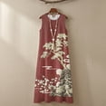 thumbnail image 4 of Xoenoiee Red Pine Tree Mountain Cherry Blossom Print Round Neck Summer Dress for Women 2026, Women's Sleeveless Sundress with Pocket, Cotton Linen Ankle-Length Maxi Dress Beach Vacation Outfits, 3XL, 4 of 7