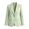 thumbnail image 2 of XPMWRP Womens Two Button Notched Lapel Blazer Long Sleeve Tailored Formal Casual Office Jacket With Flap Pockets Green XL, 2 of 5