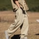 thumbnail image 5 of Pantalones de trabajo rectos de tubo para hombre, holgados, con cremallera y bolsillo, estilo retro, informales, largos, 5 of 9