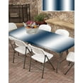 thumbnail image 3 of Dark Blue White Ombre Rectangle Tablecloth, Waterproof Elastic Fitted Table Covers for 8 Foot Tables, 32x96inch Decorative Tablecloths for Picnic, Camping, Outdoor, Vintage Chic Gradient Minimalist, 3 of 6