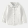 thumbnail image 4 of Efsteb Girls' Long Sleeve Shirts Button Lapel Shirts Tops Loose Fashion Casual Cute Tops Solid Color Comfy Blouses (White,4 Years), 4 of 6