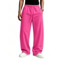 thumbnail image 7 of Resicozy Men's Lightweight Sweatpants Baggy Straight Wide Leg Drawstring Lounge Athletic Pants with Pockets Hot Pink 2XL, 7 of 7