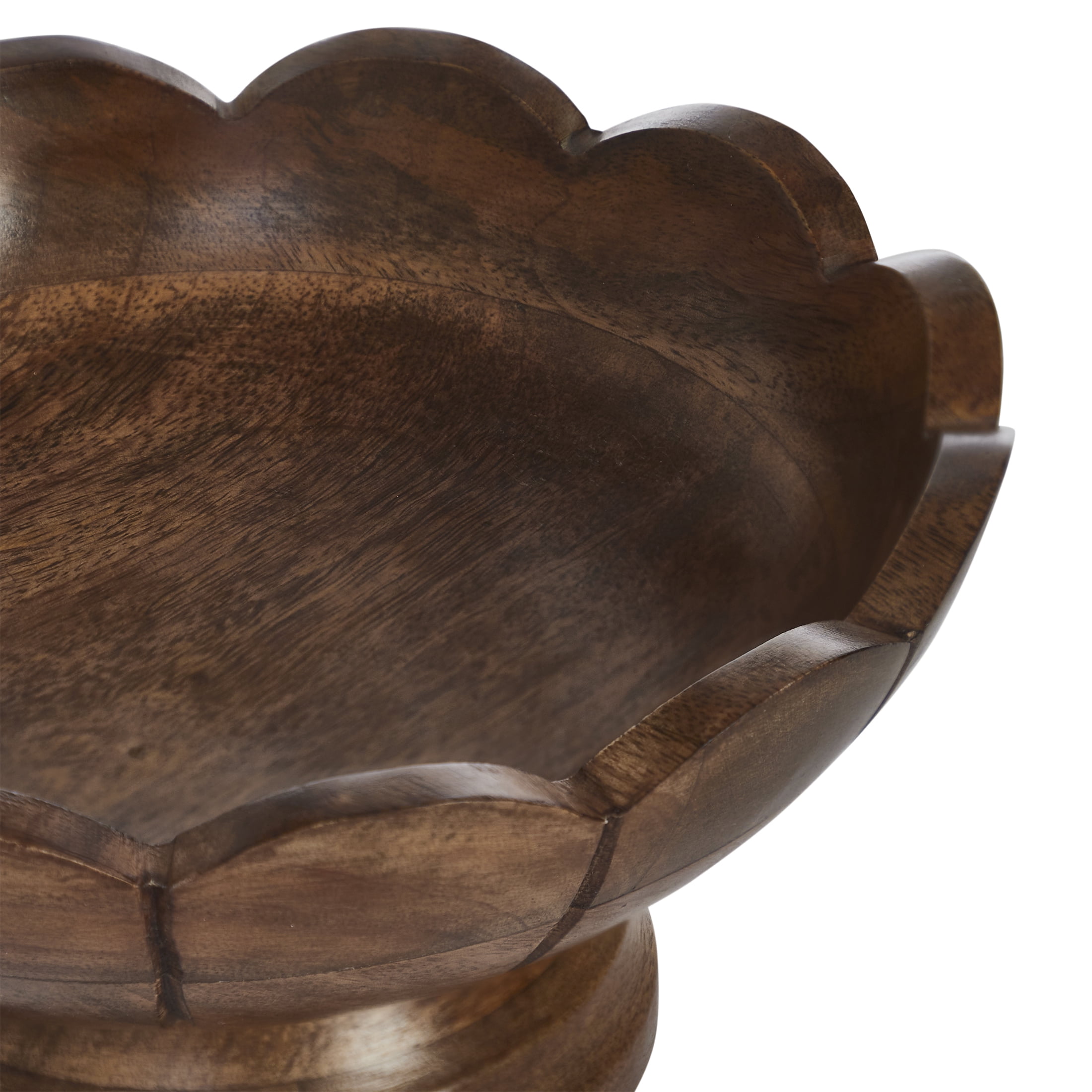 My Texas House Brown 9" Mango Wood Scallop Decorative Bowl