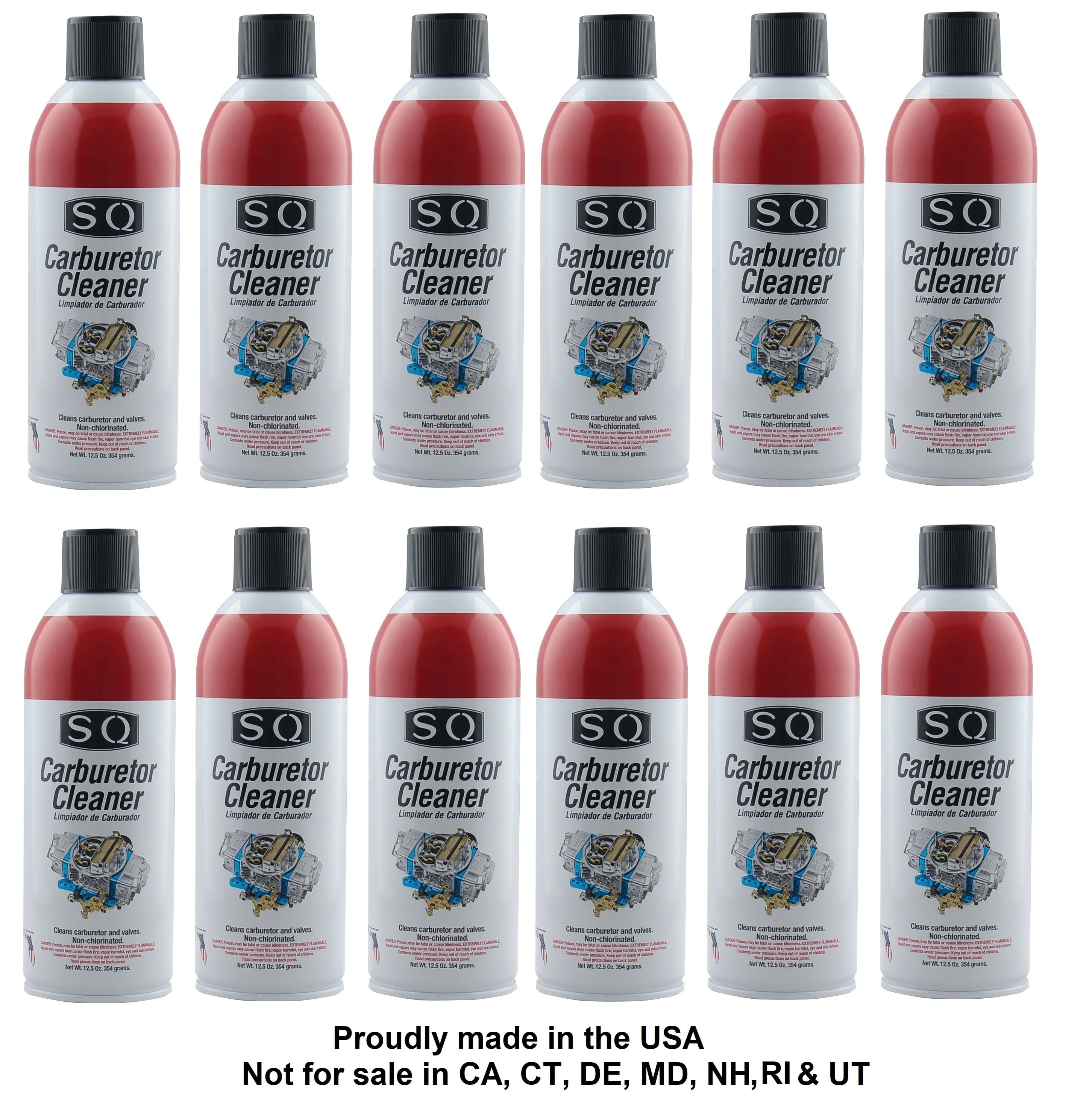 SQ Carburetor Cleaner NonChlorinated, 12 Pack, 12.5 OZ per can