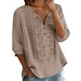 thumbnail image 5 of CYYOLLPF embroidered tops for women linen pants set Gauze Loungewear Sets spring outfits for women Embroidered Shirt Peasant Outfits Summer Pants Set womens embroidered tops Green 2XL, 5 of 9