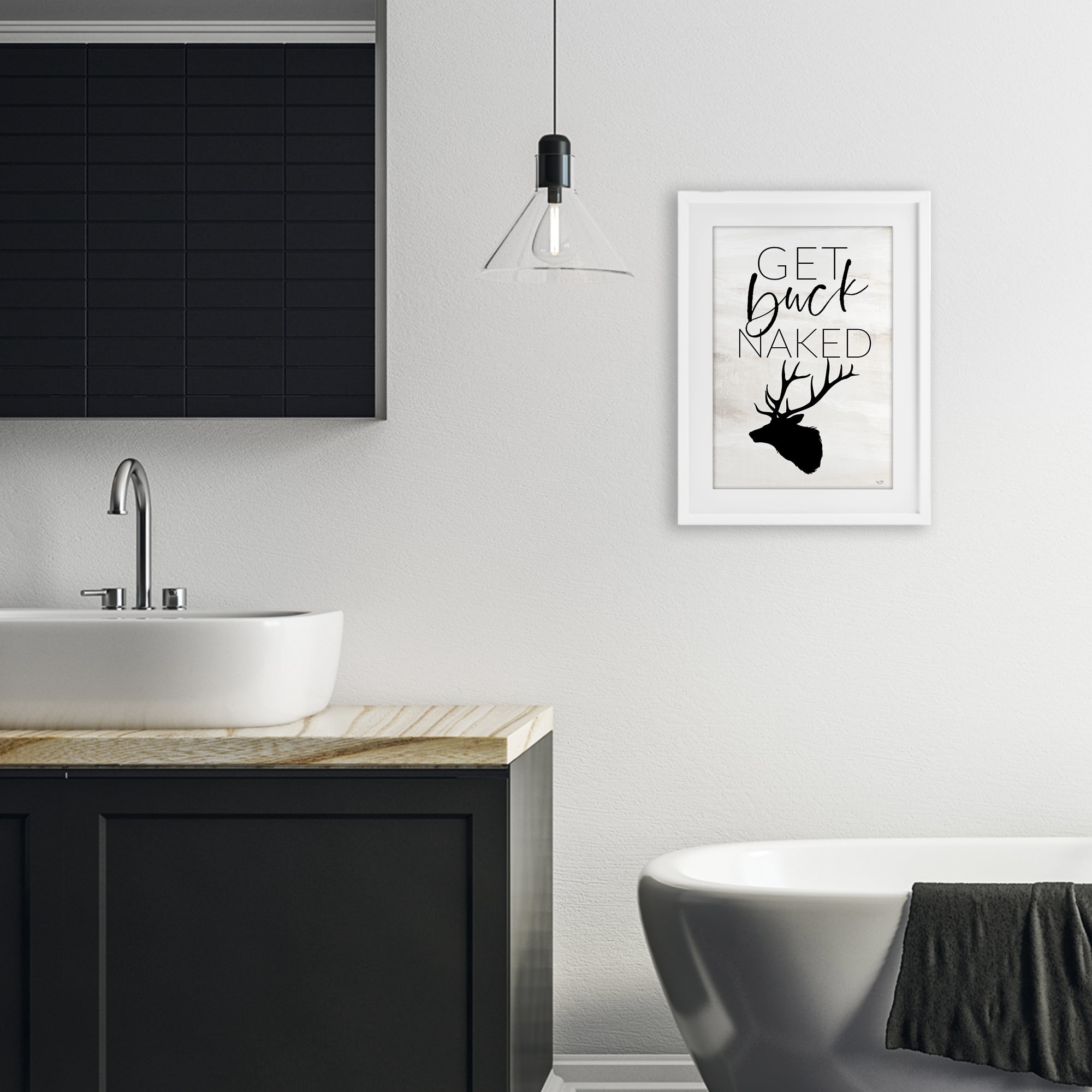 Stupell Industries Get Buck Naked White Framed Print Under Glass, design by Lux + Me Designs
