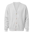 thumbnail image 6 of LODIENY Men Waffle V Neck Button Down Baggy Cardigan Long Sleeve Open Front Lightweight Casual Simple Knit Cardigans White XL, 6 of 6