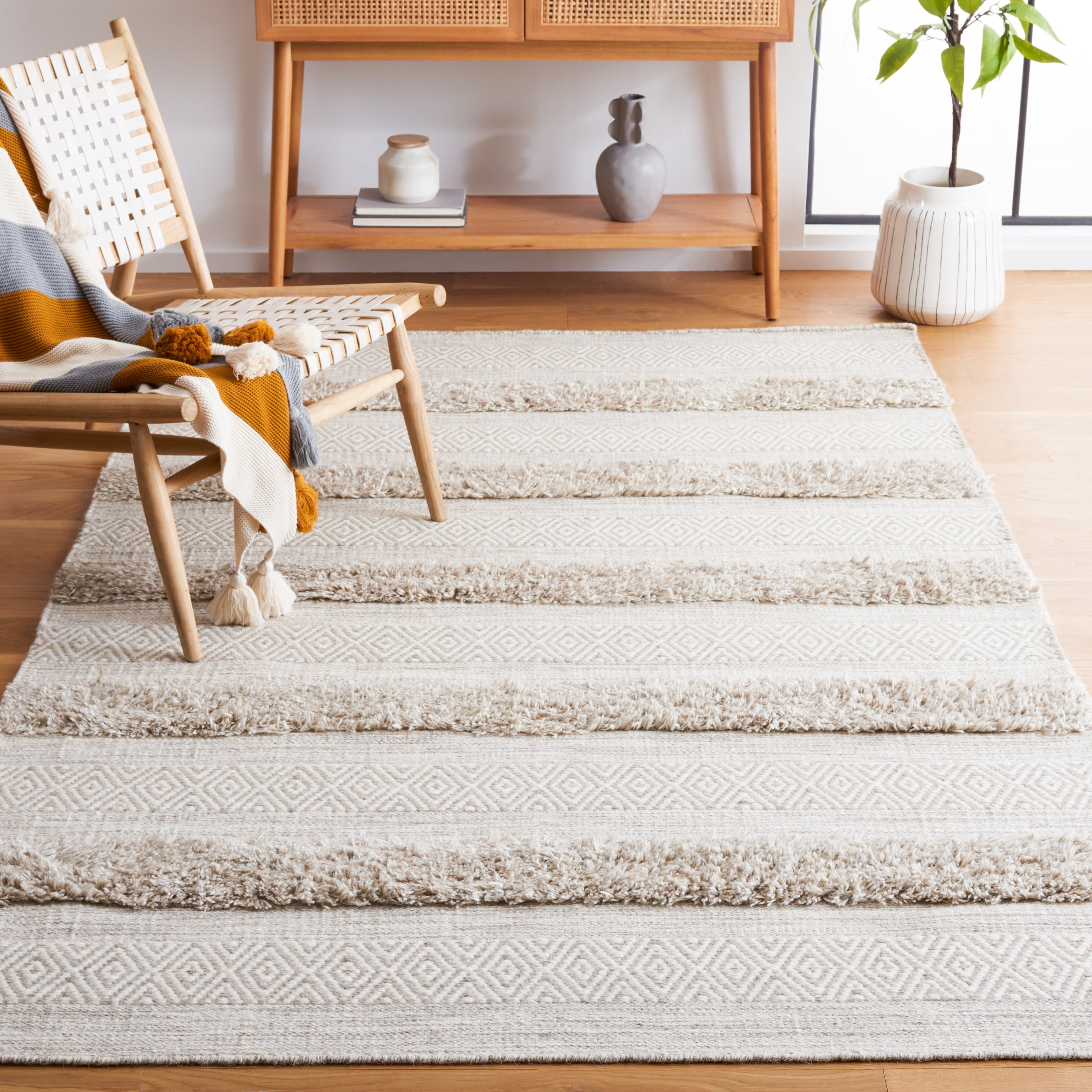 SAFAVIEH Vermont Zavier Stripe Area Rug, Beige/Grey, 5' x 8'
