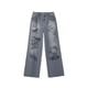 thumbnail image 1 of Pantalones vaqueros de estilo americano con estampado de grafiti de Hello Kitty de Sanrio y diamantes de imitación, diseño de nicho, pantalones de pierna recta, pantalones de cintura alta, 1 of 5