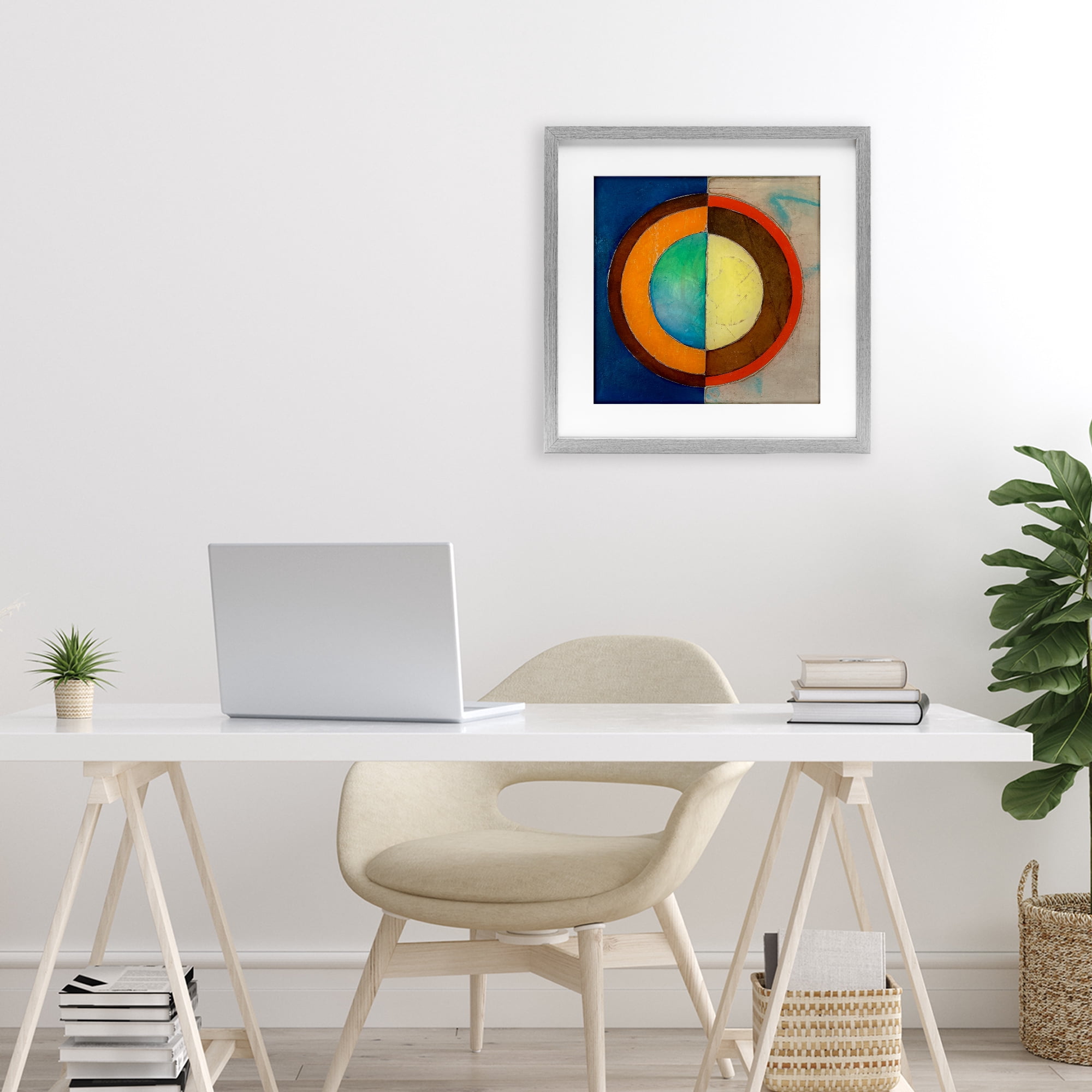 Stupell Industries Bright Vertical Circle Symmetry Gray Framed Print Under Glass, design by Matthew Finger