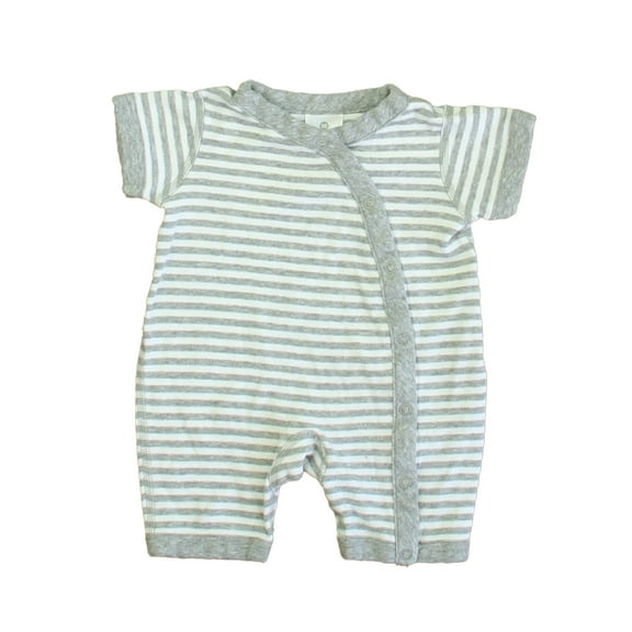 Pre-Owned Hanna Andersson Boys Gray | White Romper size: 0-3 Months (Good)