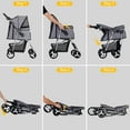 thumbnail image 6 of Wubio Pet Stroller 4 Wheels Dog Cat Stroller for Small Medium Dog Cats Carrier Jogger Travel Foldable Puppy with Storage Basket and Cup Holder (Grey), 6 of 17