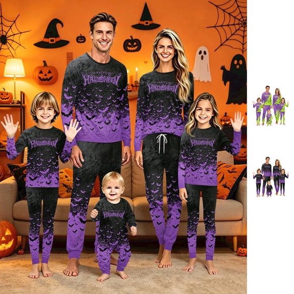 Halloween Family Pajamas Matching Sets Festival Pjs Family Jammies Long Sleeve Cute Funny Halloween Spider Web 2 Piece Sets Casual Trendy Matching Holiday Pajamas