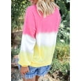 thumbnail image 2 of Sudadera de manga larga para mujer Colorblock Tie Dye Impreso Jersey Tops, 2 of 6