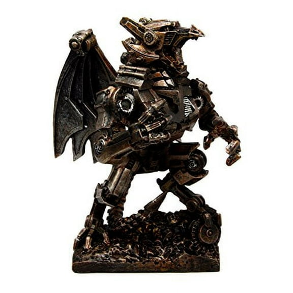 Steampunk Gearwork Mechanical Robotic Cyborg Winged Dragon Figurine Statue