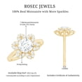 thumbnail image 5 of Rosec Jewels - Certified Moissanite Floral Engagement Ring, Moissanite Ring with Halo for Women, 18K Yellow Gold, US 6.50, 5 of 8