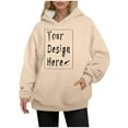 thumbnail image 5 of UJNDER Plus Size Hoodies for Women Solid Color Pocket Pullover Long Sleeve Casual Autumn Winter Beige XXL, 5 of 9