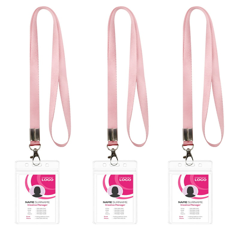 Lanyard with Badge ID Holder 3Pcs Pink Lanyards for Neck with Card Holder  Neck Strap Lanyard for Women & Men