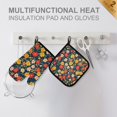 thumbnail image 4 of Yayeee Oven Mitts and Pot Holder Set of 4 Heat Resistant Kitchen Gloves Baking Hot Pad, Vibrant Flowers, 4 of 5