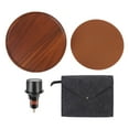 thumbnail image 2 of Bandeja De Madera Para Portavasos De Coche, Estable, Giratoria De 360, Fácil Instalación, Mesa Con Bandeja Para Comer Para La Mayoría De Los Portavasos, 2 of 7