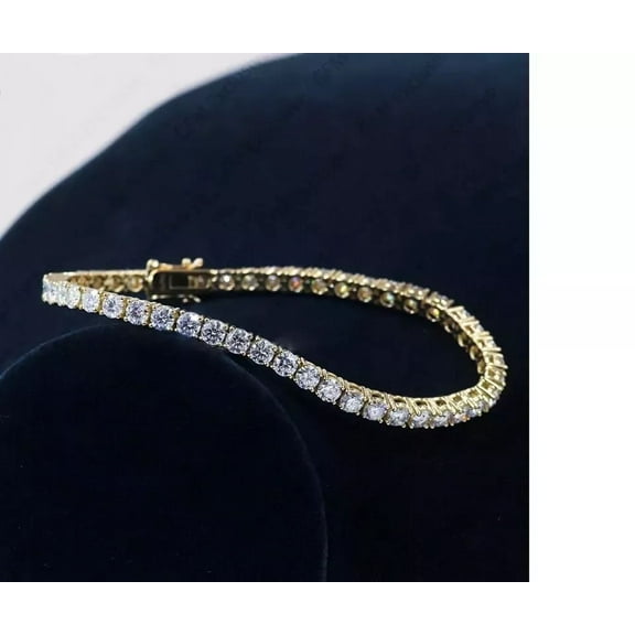 Jewelry Hub Elegant 12Ct Simulated Diamond Women's Tennis Bracelet, 14k Yellow Gold Plated, 7.5 Inch