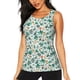 thumbnail image 1 of Balery Floral In Teal Camiseta sin mangas estampada ligera para mujer, tops de entrenamiento sin mangas, camisetas de yoga transpirables de secado rápido.-Large, 1 of 7